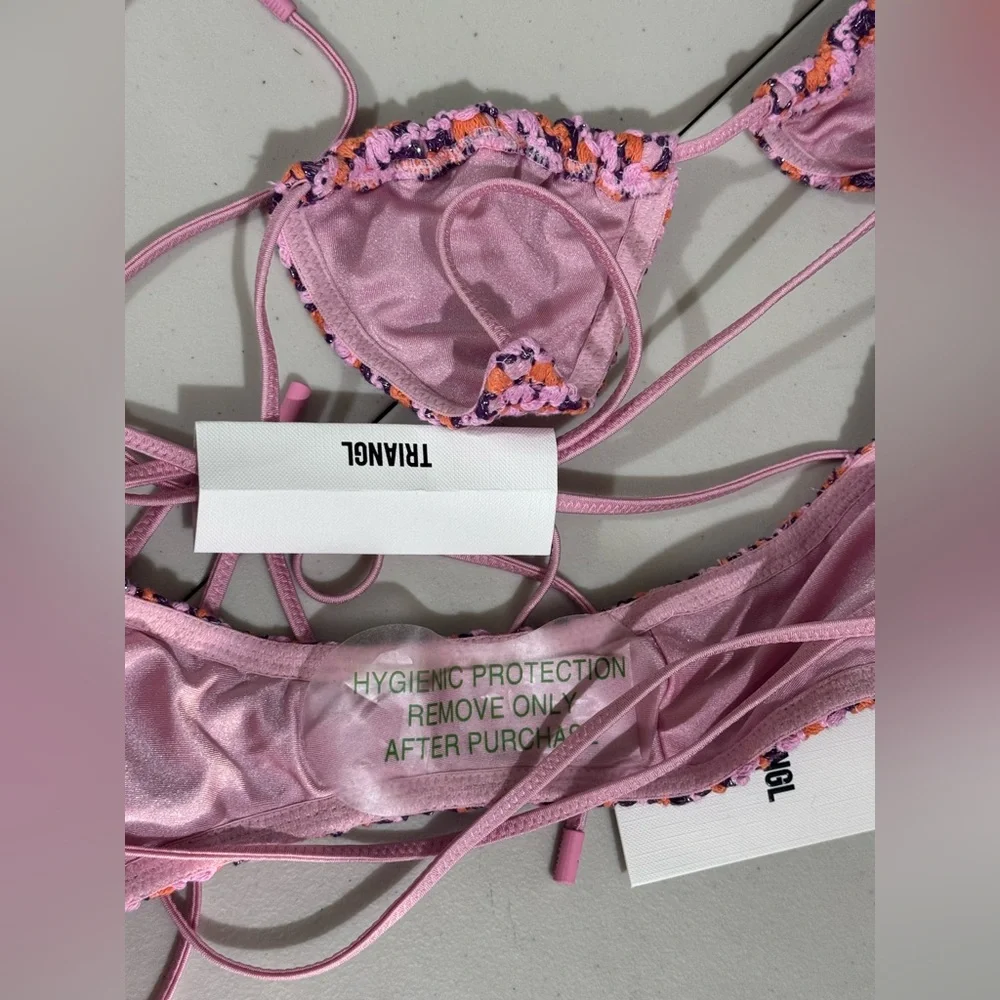 triangl swimwear Pink Lavender Multicolor Crochet Triangle Bikini